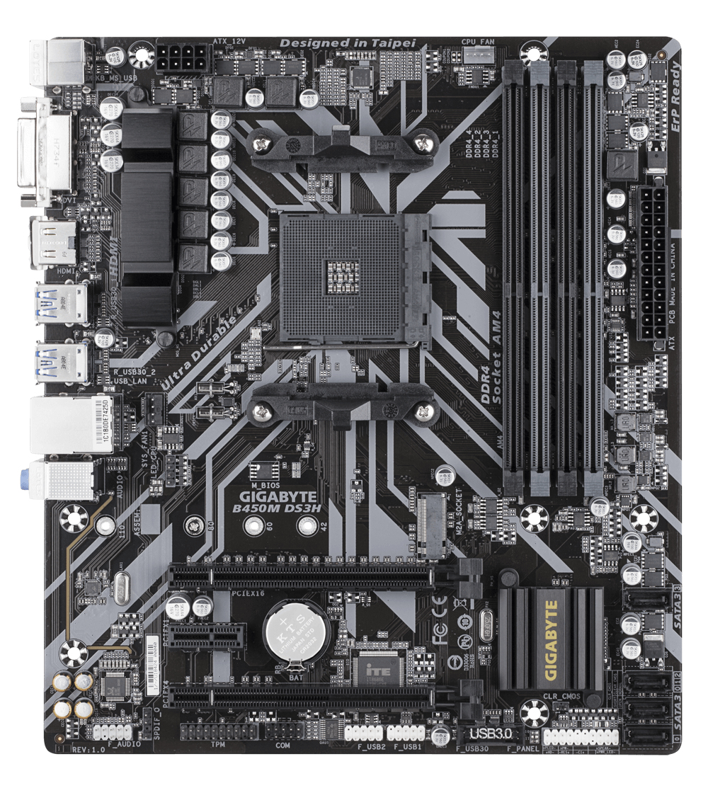 Bekijk afbeelding 5 van Gigabyte B450M DS3H moederbord Socket AM4 Micro ATX AMD B450